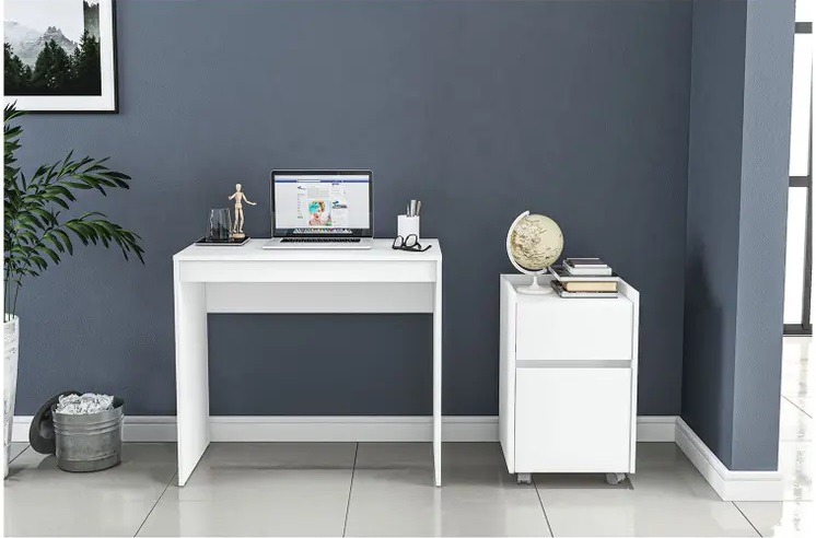 Combo REF. 075. Mesa Escritorio + Cajonera con ruedas. Color blanco