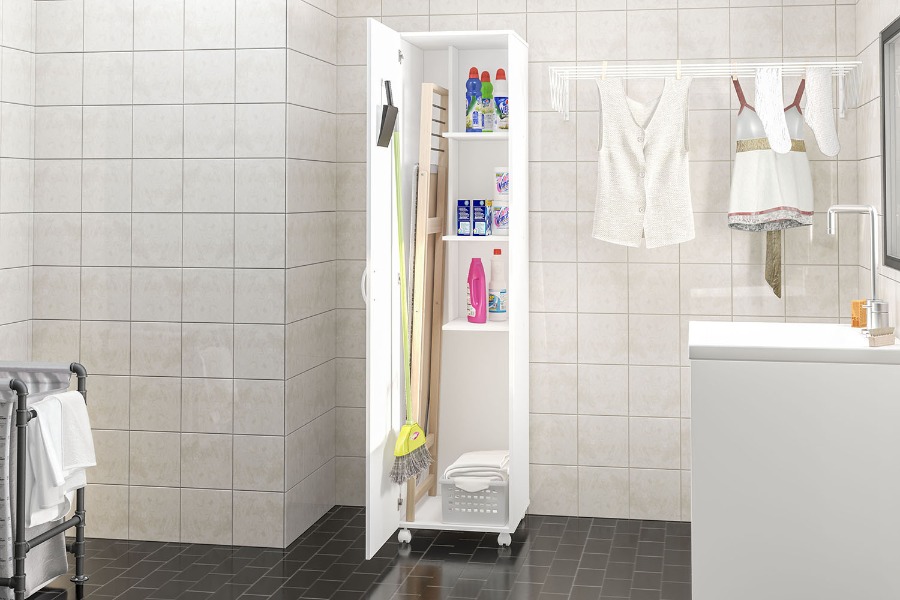 Mueble REF. 933 Multi-uso con 1 puerta y Ruedas de traslado. Color blanco